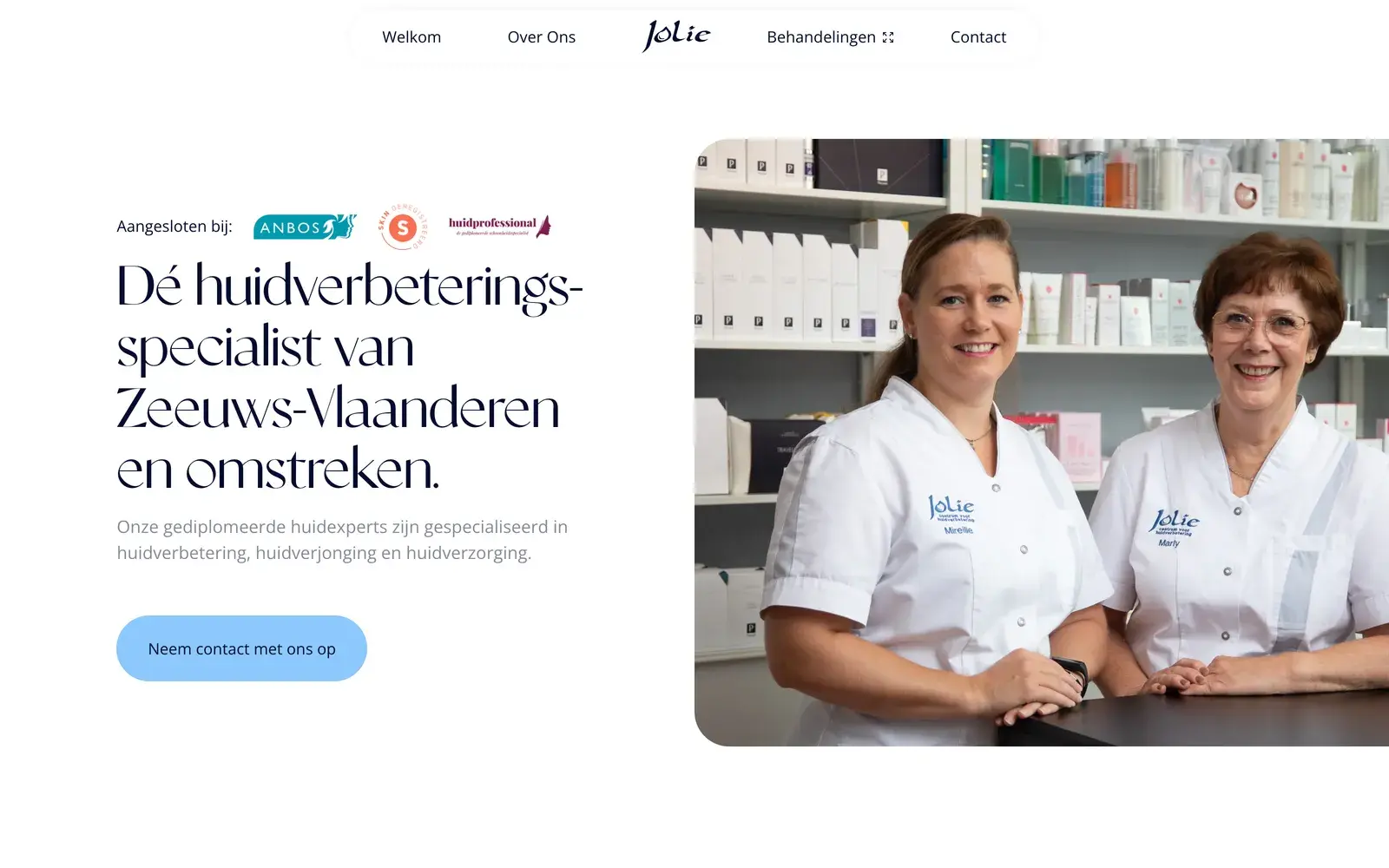 Jolie Huidverbetering skincare clinic site