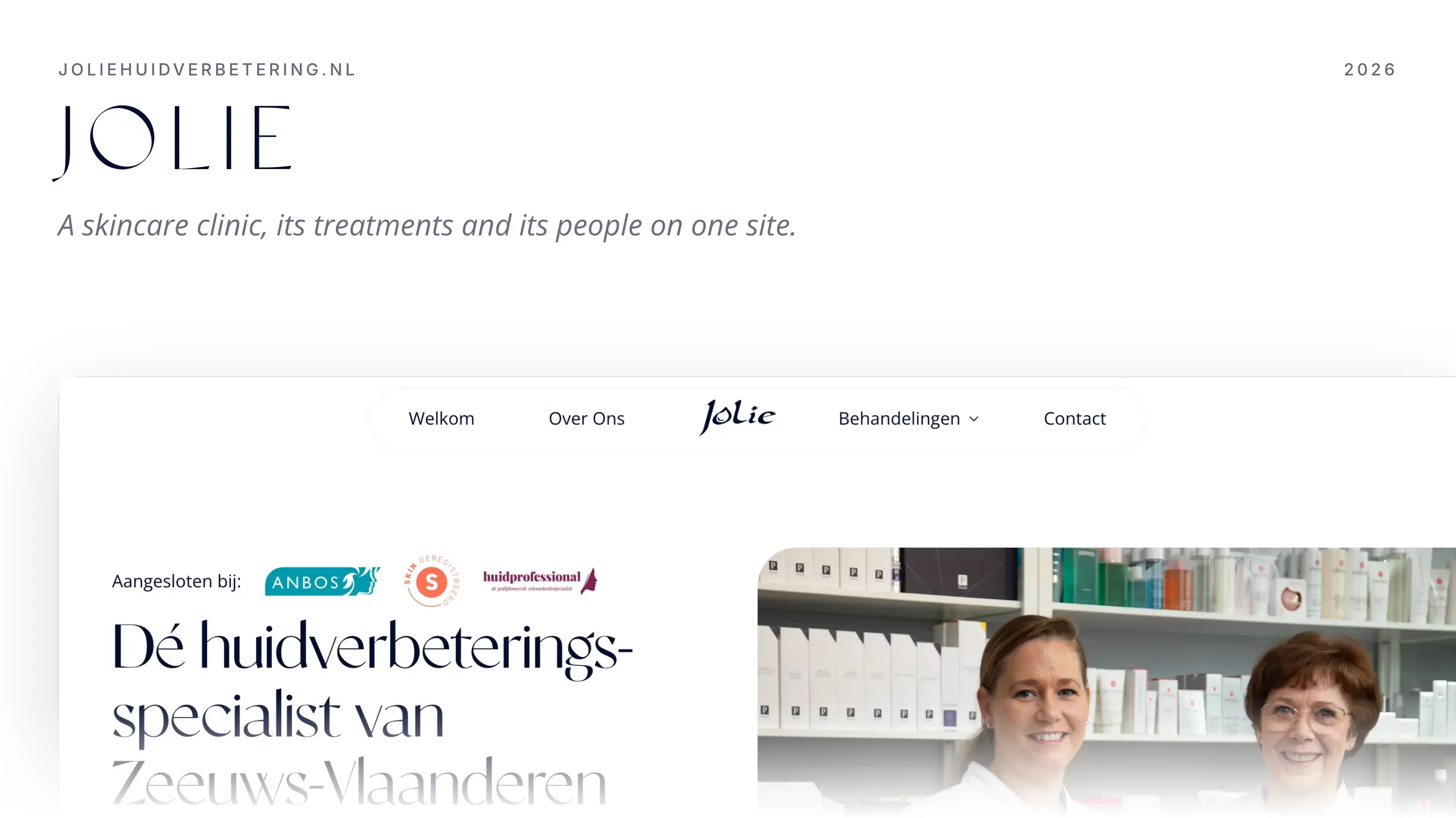Jolie Huidverbetering skincare clinic site